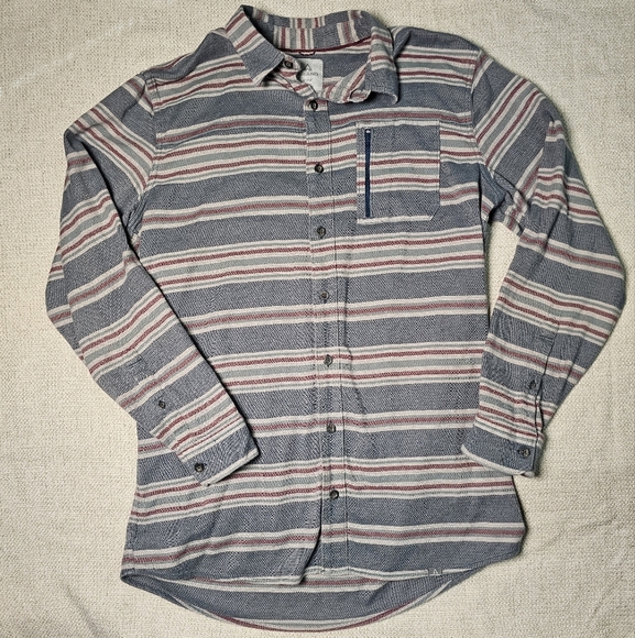 Ascend Men's Striped Button-Up Organic Cotton Jacket Shacket Shirt Large Tall - Picture 10 of 14